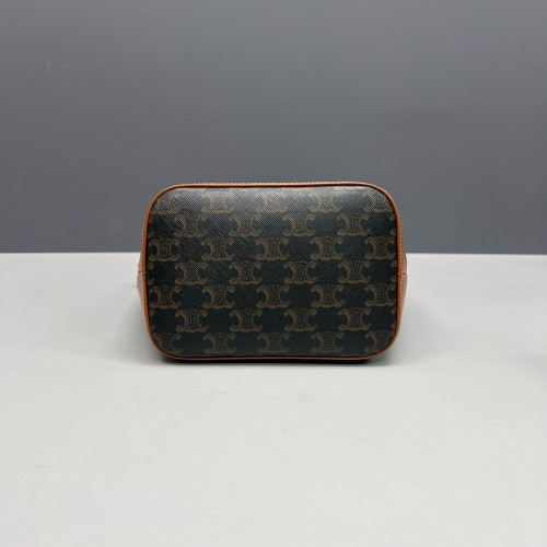 Celine Triomphe Bucket Bag Small Triomphe Calfskin Brown Dark Brown