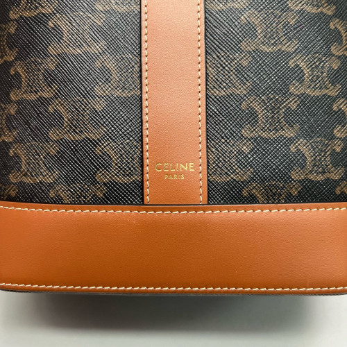 Celine Triomphe Bucket Bag Small Triomphe Calfskin Brown Dark Brown
