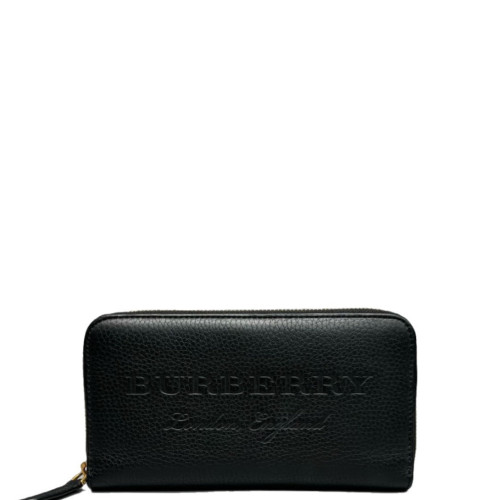 Burberry Zip Around Wallet Calfskin Black