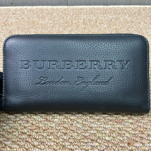 Burberry Zip Around Wallet Calfskin Black
