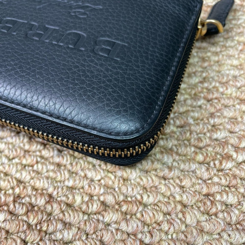 Burberry Zip Around Wallet Calfskin Black