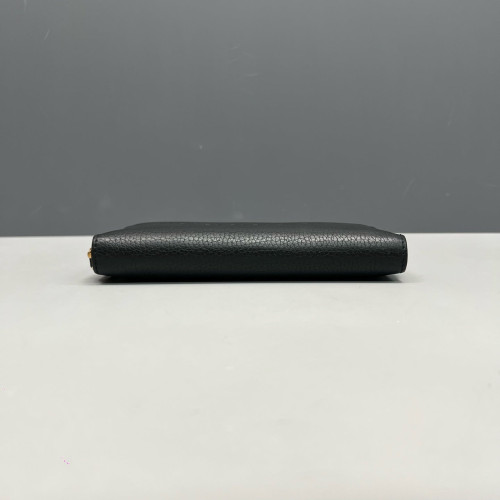 Burberry Zip Around Wallet Calfskin Black