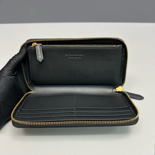 Burberry Zip Around Wallet Calfskin Black