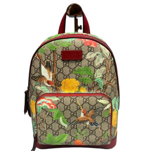 Gucci Web Small Ophidia Day Backpack GG Supreme Monogram Blooms Beige Red Green