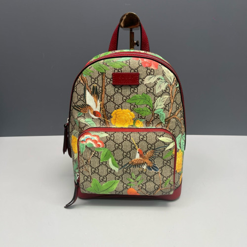 Gucci Web Small Ophidia Day Backpack GG Supreme Monogram Blooms Beige Red Green