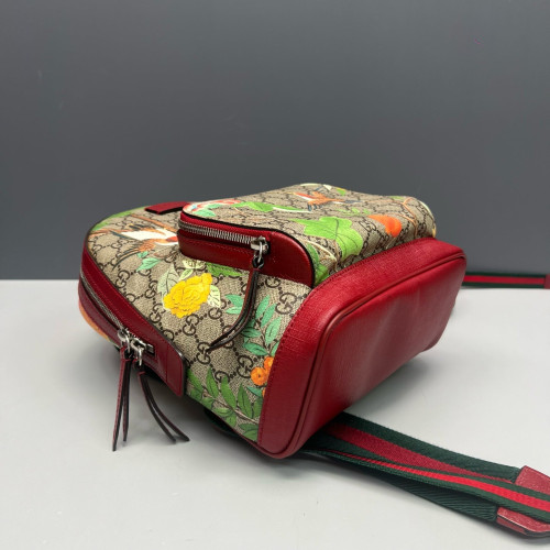 Gucci Web Small Ophidia Day Backpack GG Supreme Monogram Blooms Beige Red Green