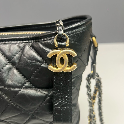 Chanel Quilted Medium Gabrielle Hobo Calfskin Black