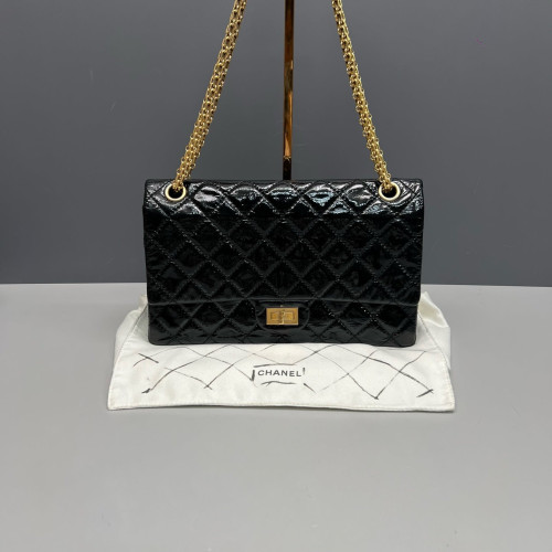 Chanel Quilted 2.55 226 Reissue Double Flap Patent Calfskin Black