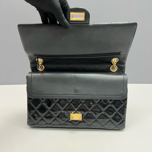 Chanel Quilted 2.55 226 Reissue Double Flap Patent Calfskin Black