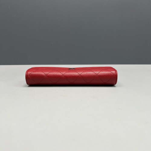 Chanel Quilted Flap Wallet Grained Calfskin Red