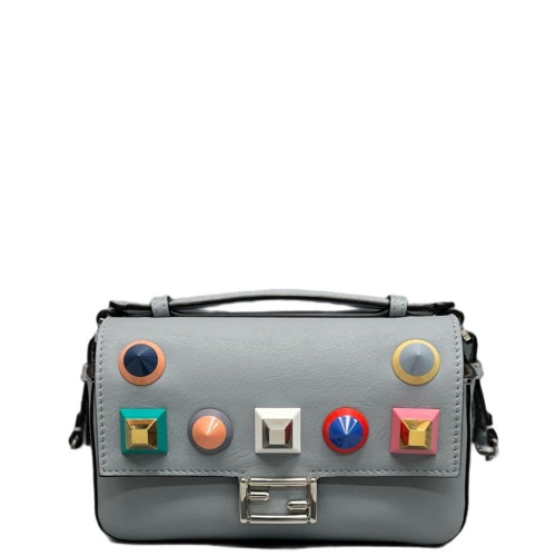 Fendi Studded Baguette Calfskin Slate Blue