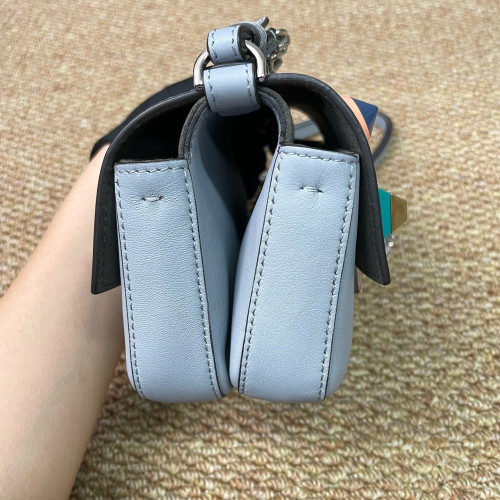 Fendi Studded Baguette Calfskin Slate Blue