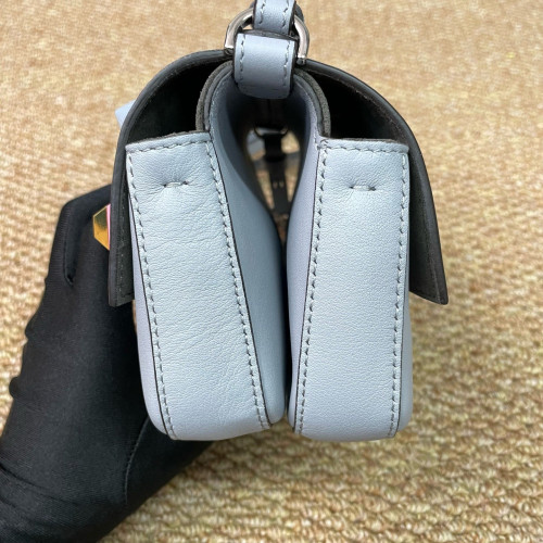 Fendi Studded Baguette Calfskin Slate Blue