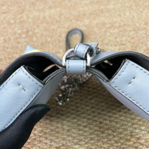 Fendi Studded Baguette Calfskin Slate Blue
