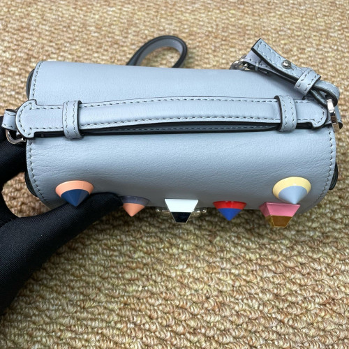 Fendi Studded Baguette Calfskin Slate Blue