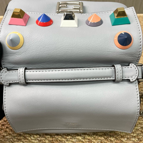 Fendi Studded Baguette Calfskin Slate Blue