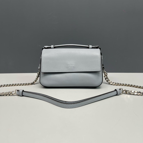 Fendi Studded Baguette Calfskin Slate Blue