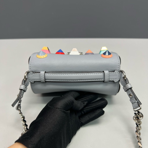 Fendi Studded Baguette Calfskin Slate Blue