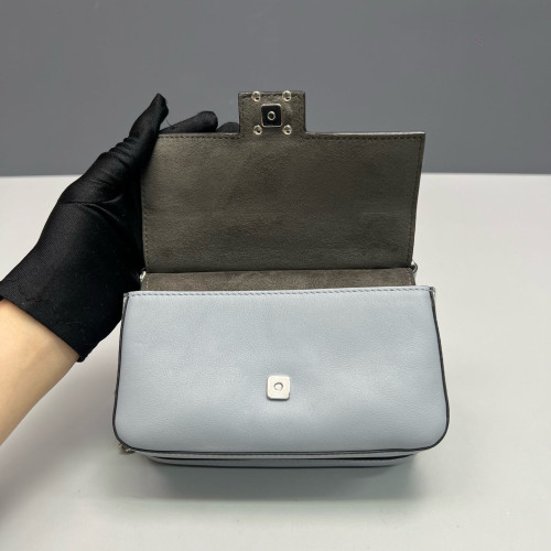 Fendi Studded Baguette Calfskin Slate Blue