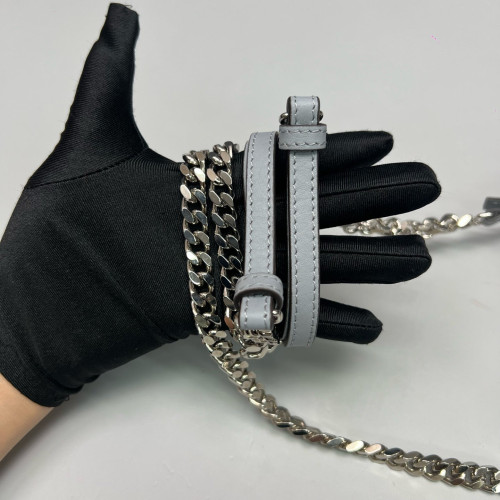 Fendi Studded Baguette Calfskin Slate Blue