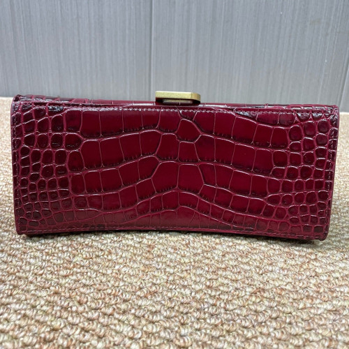 Balenciaga Hourglass Small Calfskin Crocodile Embossed Burgundy