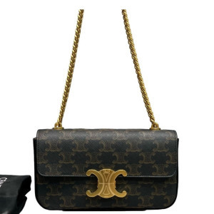 Celine Small Triomphe Shoulder Bag Triomphe Brown Black