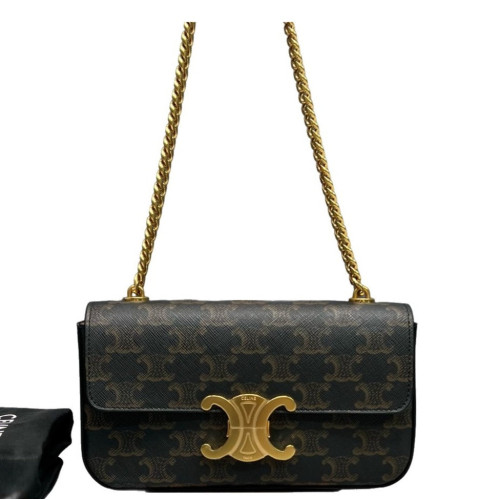 Celine Small Triomphe Shoulder Bag Triomphe Brown Black