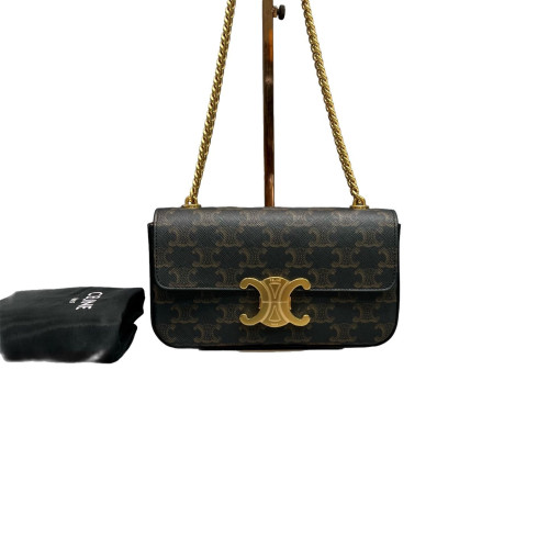 Celine Small Triomphe Shoulder Bag Triomphe Brown Black