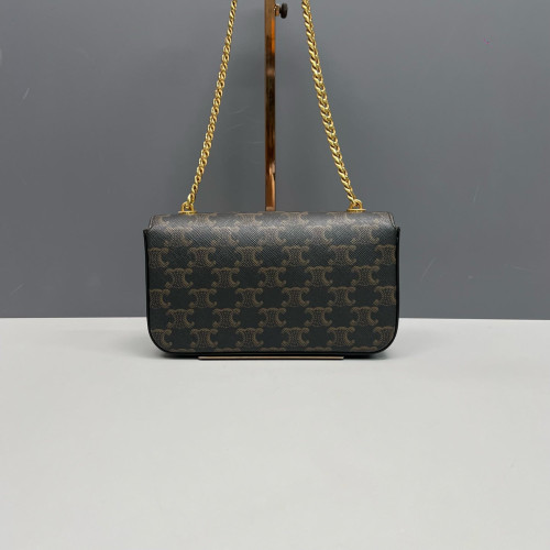 Celine Small Triomphe Shoulder Bag Triomphe Brown Black