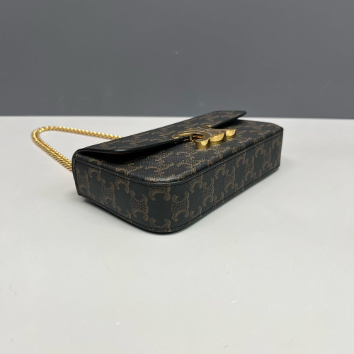 Celine Small Triomphe Shoulder Bag Triomphe Brown Black