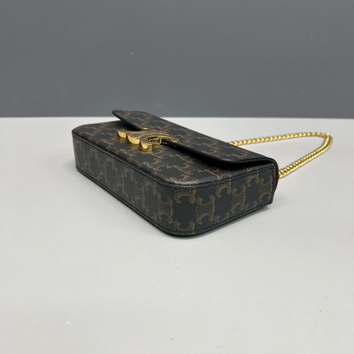 Celine Small Triomphe Shoulder Bag Triomphe Brown Black