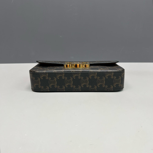 Celine Small Triomphe Shoulder Bag Triomphe Brown Black