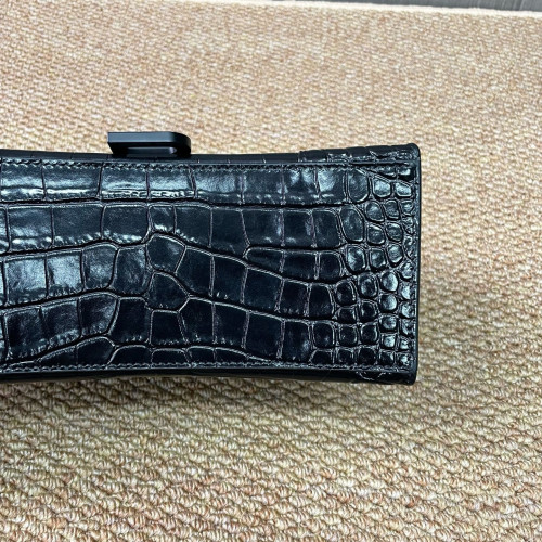 Balenciaga Hourglass Small Calfskin Crocodile Embossed Black