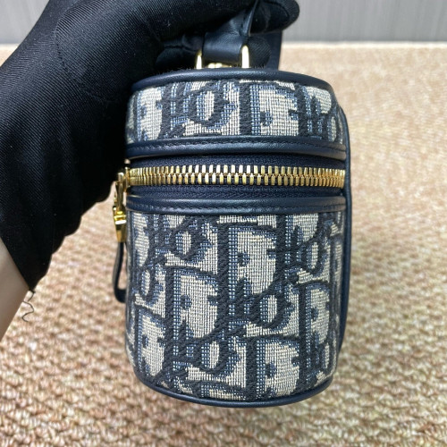 Dior Mini Top Handle Vanity Case Oblique Navy Black Beige