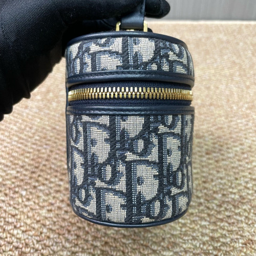 Dior Mini Top Handle Vanity Case Oblique Navy Black Beige