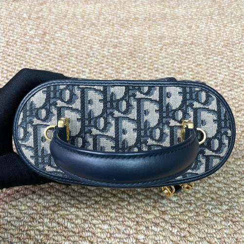 Dior Mini Top Handle Vanity Case Oblique Navy Black Beige