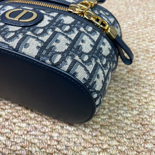 Dior Mini Top Handle Vanity Case Oblique Navy Black Beige