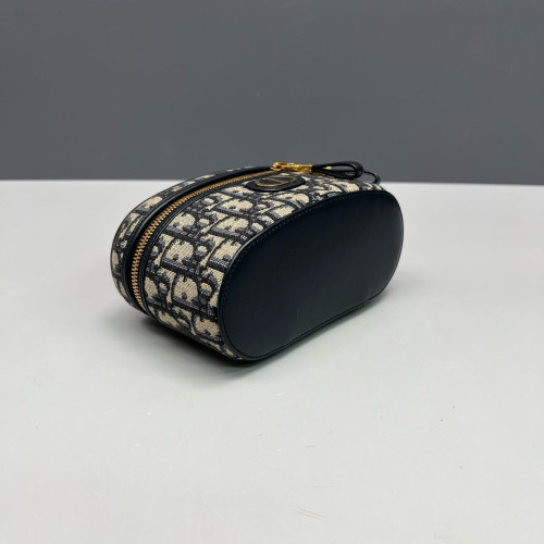 Dior Mini Top Handle Vanity Case Oblique Navy Black Beige