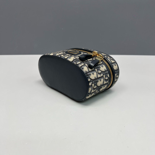 Dior Mini Top Handle Vanity Case Oblique Navy Black Beige