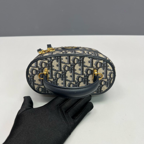 Dior Mini Top Handle Vanity Case Oblique Navy Black Beige