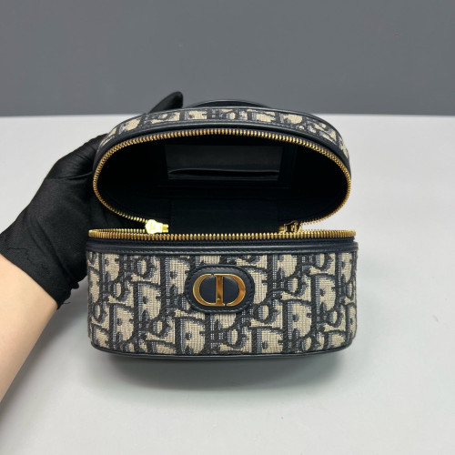 Dior Mini Top Handle Vanity Case Oblique Navy Black Beige