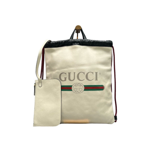 Gucci Coco Capitan Logo Drawstring Backpack Calfskin White Black Red