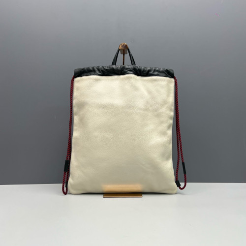 Gucci Coco Capitan Logo Drawstring Backpack Calfskin White Black Red