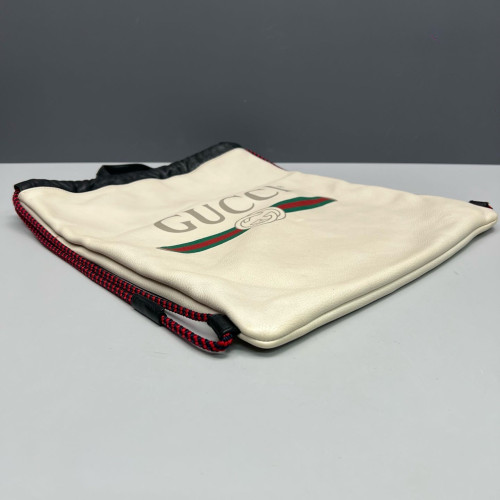 Gucci Coco Capitan Logo Drawstring Backpack Calfskin White Black Red