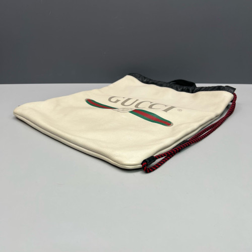 Gucci Coco Capitan Logo Drawstring Backpack Calfskin White Black Red