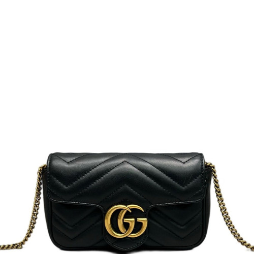 Gucci Matelasse Super Mini GG Marmont Calfskin Black