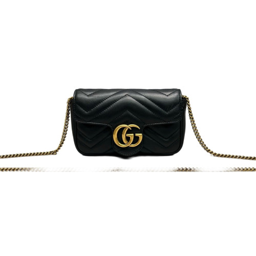 Gucci Matelasse Super Mini GG Marmont Calfskin Black