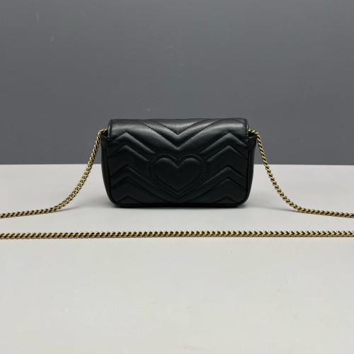 Gucci Matelasse Super Mini GG Marmont Calfskin Black