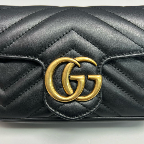 Gucci Matelasse Super Mini GG Marmont Calfskin Black