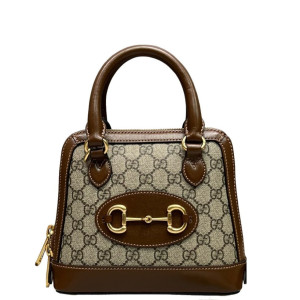 Gucci Mini Horsebit 1955 Top Handle GG Supreme Monogram Tan
